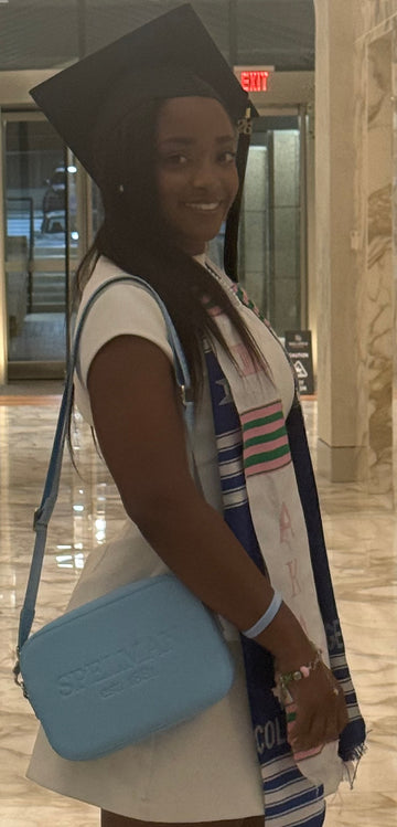 The Packard Crossbody Spelman Blue